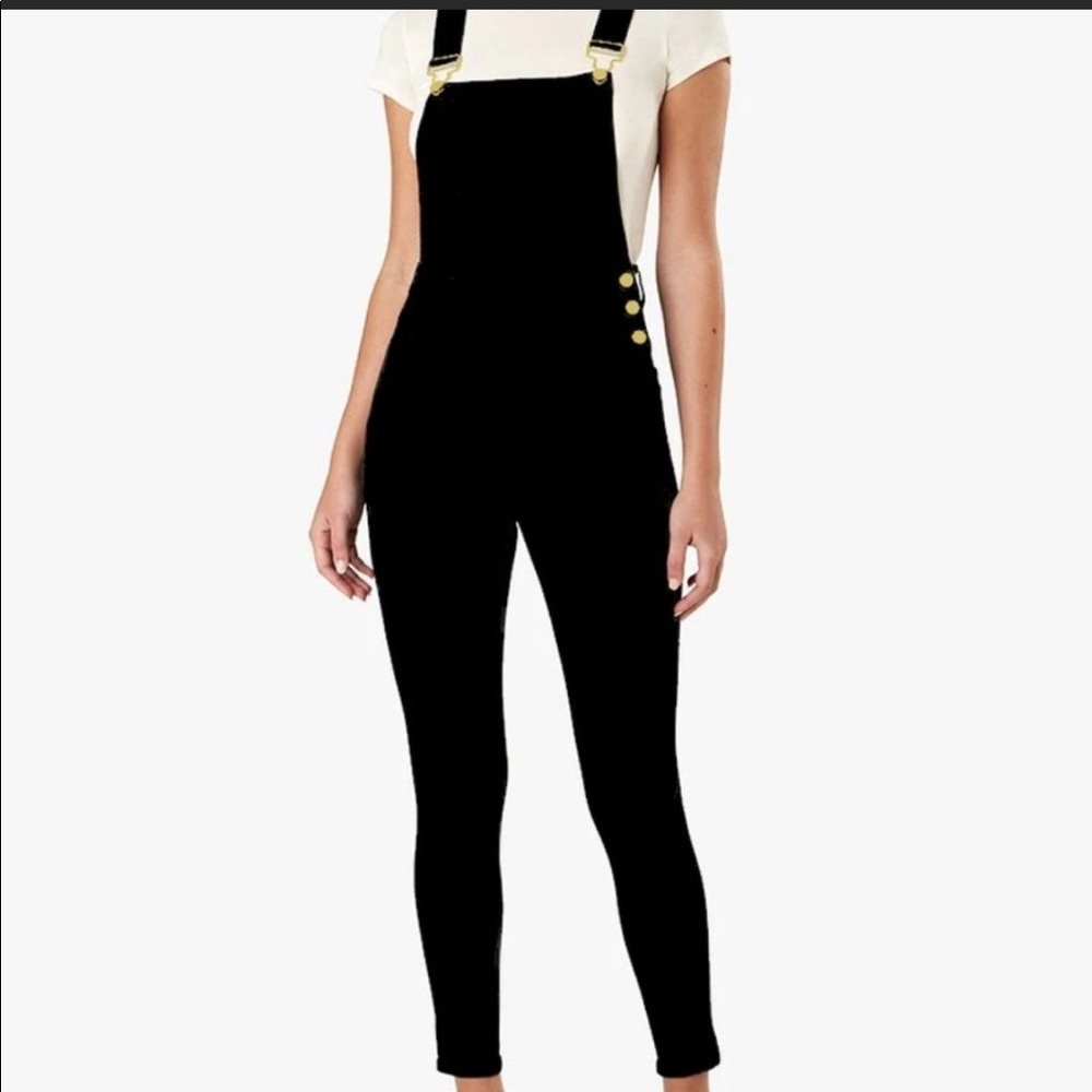 WeWoreWhat Black High Rise Skinny Stretch Overalls
